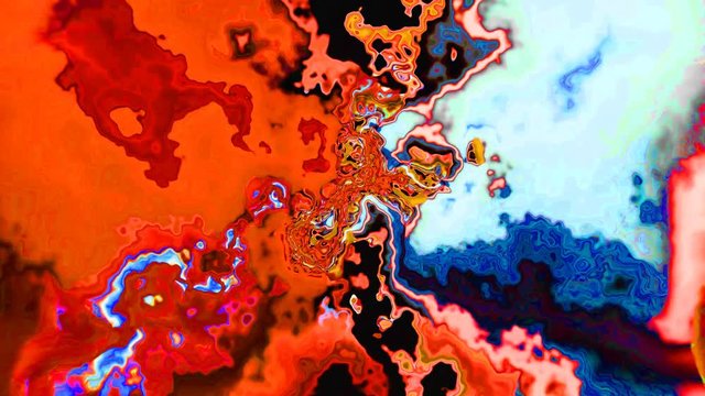 A blend of vibrant colors interacting and swirling together.