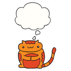 cute cartoon cat and thought bubble