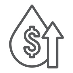 Oil price line icon, fuel and market, oil cost growth sign, vector graphics, a linear pattern on a white background.