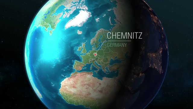 Germany - Chemnitz - Zooming from space to earth