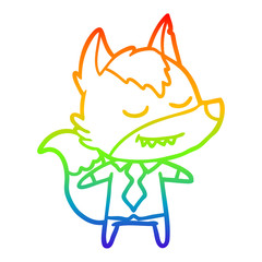 rainbow gradient line drawing friendly cartoon boss wolf