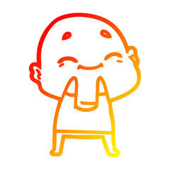warm gradient line drawing cartoon happy bald man
