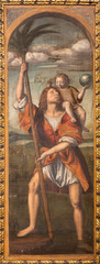 COMO, Italien - 8. Mai 2015: Das Gemälde St. Christophorus im Dom von Bernardino Luini (1481-1532).