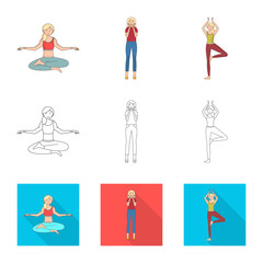Isolated object of posture and mood icon. Collection of posture and female stock symbol for web.