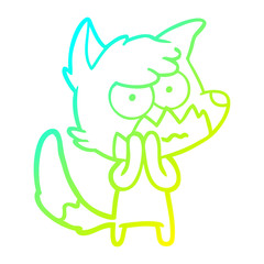 cold gradient line drawing cartoon annoyed fox