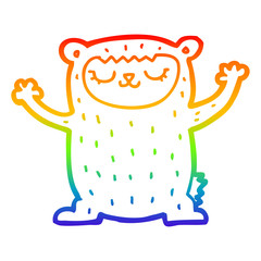 rainbow gradient line drawing cute cartoon bear