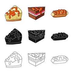 Vector design of confectionery and culinary sign. Collection of confectionery and product stock symbol for web.