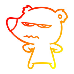 warm gradient line drawing angry bear polar cartoon