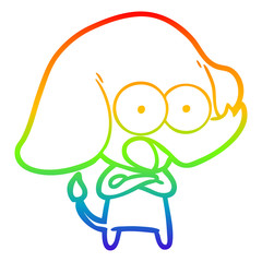 rainbow gradient line drawing cute cartoon elephant