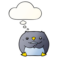 cartoon penguin and thought bubble in smooth gradient style