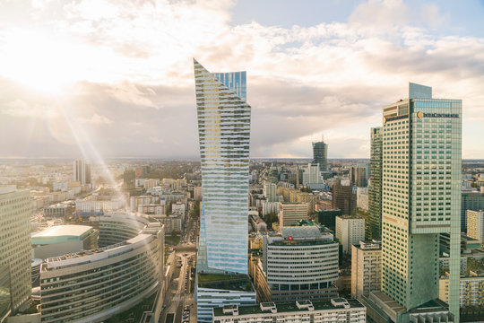 Modern towers in the downtown district, Warsaw, Poland