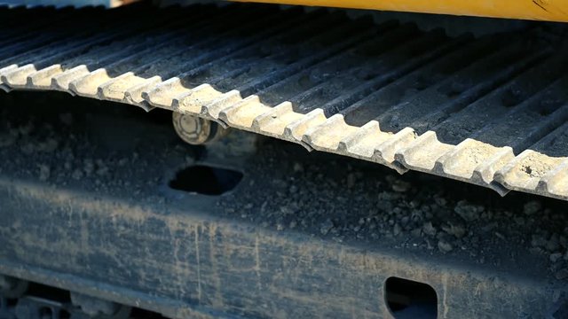 Tracks of a Backhoe construction vehicle
