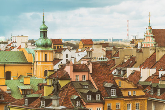 Historic buildings at the Castle Square (Plac Zamkowy), Old City, Warsaw, Poland