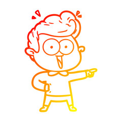 warm gradient line drawing cartoon excited man