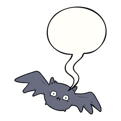 cartoon vampire halloween bat and speech bubble