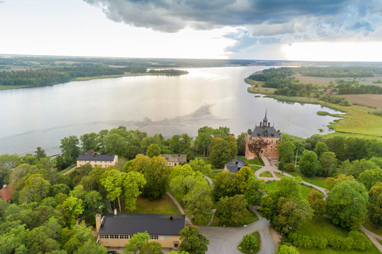 Wik (Vik) Castle and Lake Malaren near Wik Castle, in Uppsala County, Sweden