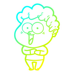 cold gradient line drawing cartoon happy man
