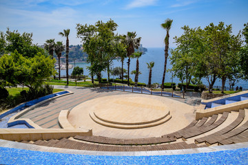 Street amphitheater on the waterfront in park Antalya.
