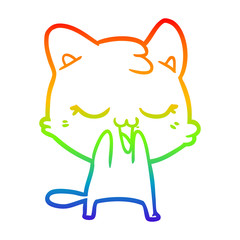 rainbow gradient line drawing cartoon cat