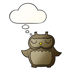 cartoon owl and thought bubble in smooth gradient style