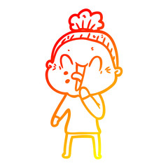 warm gradient line drawing cartoon happy old woman
