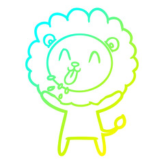 cold gradient line drawing happy cartoon lion