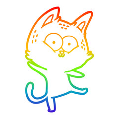 rainbow gradient line drawing cartoon cat dancing