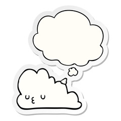cute cartoon cloud and thought bubble as a printed sticker