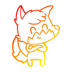 warm gradient line drawing cartoon friendly fox