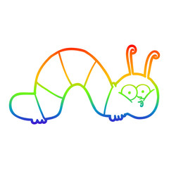 rainbow gradient line drawing cartoon caterpillar