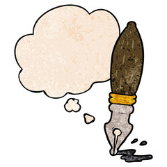 cartoon pen and thought bubble in grunge texture pattern style