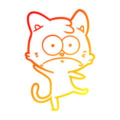 warm gradient line drawing cartoon nervous cat