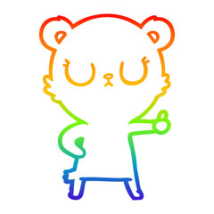 Fototapeta premium rainbow gradient line drawing peaceful cartoon bear cub