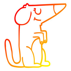 warm gradient line drawing cartoon dog