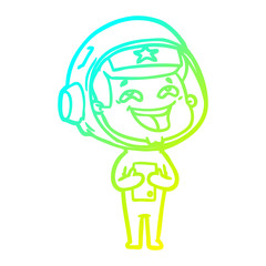 cold gradient line drawing cartoon laughing astronaut