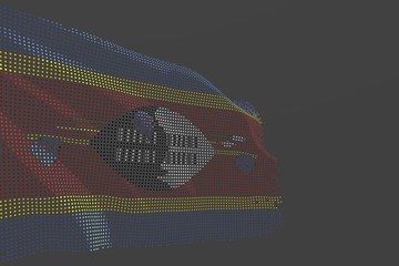 beautiful modern picture of Swaziland isolated flag made of glowing dots wave on grey background - any celebration flag 3d illustration..