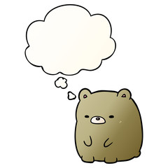cartoon sad bear and thought bubble in smooth gradient style