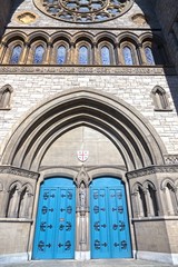 Building Exterior Facade of Christ Church Cathedral of Diocese of British Columbia of the Anglican Church of Canada in Victoria BC