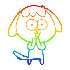 rainbow gradient line drawing cute cartoon dog