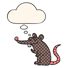 cartoon rat and thought bubble in comic book style