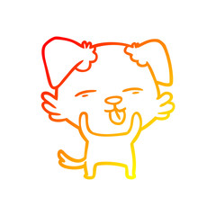 warm gradient line drawing cartoon dog sticking out tongue