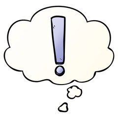 cartoon exclamation mark and thought bubble in smooth gradient style
