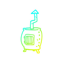 cold gradient line drawing cartoon pot bellied stove
