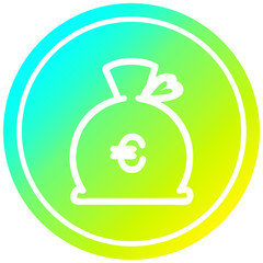 money sack circular in cold gradient spectrum