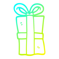 cold gradient line drawing cartoon christmas present