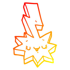 Fototapeta premium warm gradient line drawing cartoon lightning strike