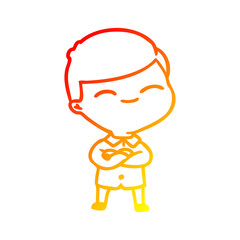 warm gradient line drawing cartoon smiling boy
