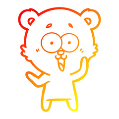 warm gradient line drawing laughing teddy  bear cartoon