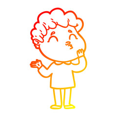 warm gradient line drawing cartoon man pouting