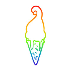 rainbow gradient line drawing cartoon ice cream